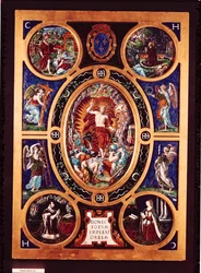 Altarbild der Sainte-Chapelle, das die Auferstehung darstellt, emailliert von Leonard Limosin, 1553